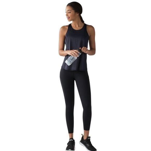 Lululemon Women 4 Pushing Limits Tank Midnight Navy Mesh Overlay Built in Bra - Picture 15 of 16